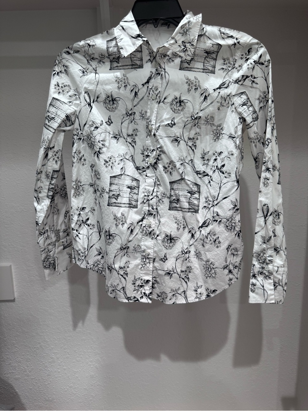 Women’s White Floral Button-Up Shirt